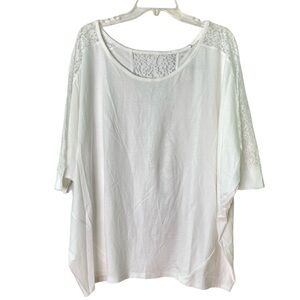 Lane Bryant White Lace Batwing Dolman Short Sleeve Top (Plus Size 18/20)